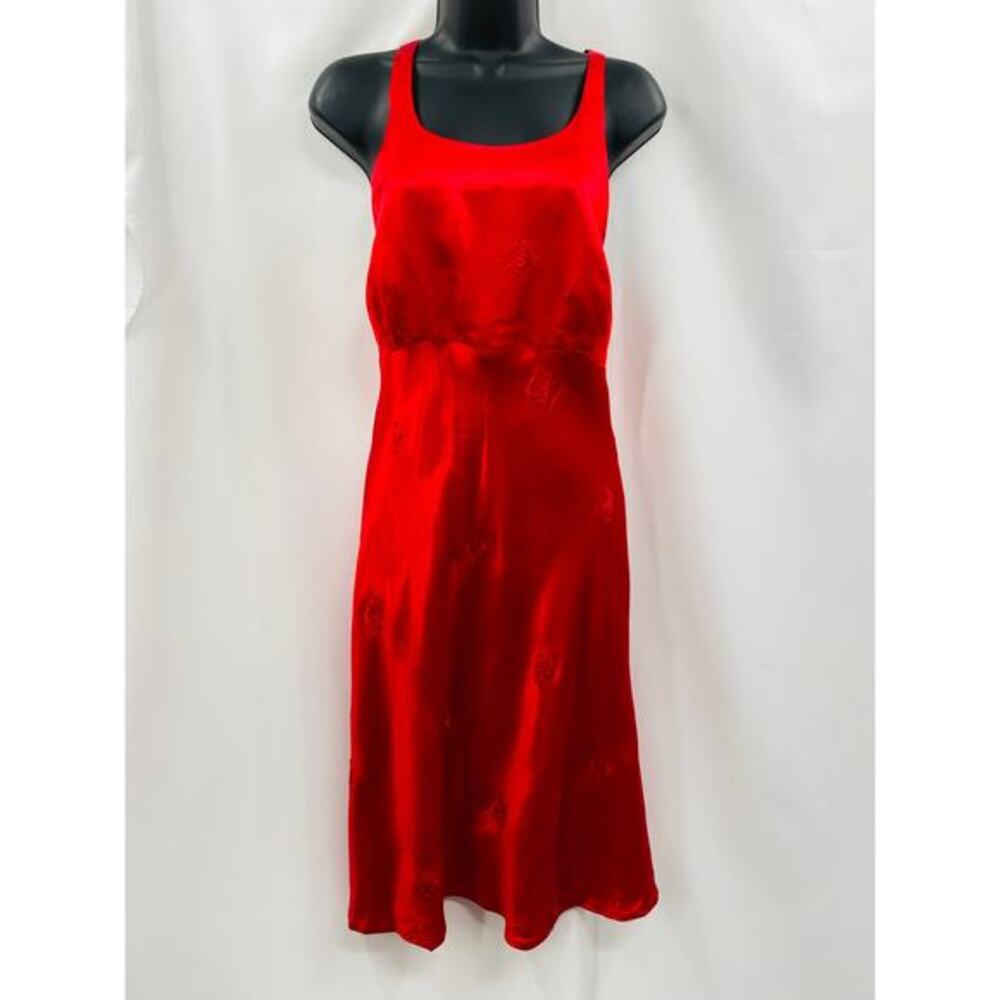 vintage 90's rampage‎ red satin embroidered backless dress